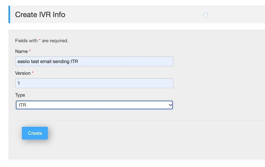 Visual ITR create 