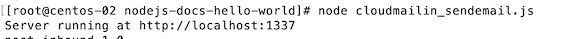 node JS running for cloudmailin