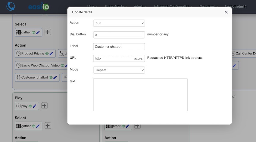 Configure the HTTP post on the Easiio IVR/ITR Editor
