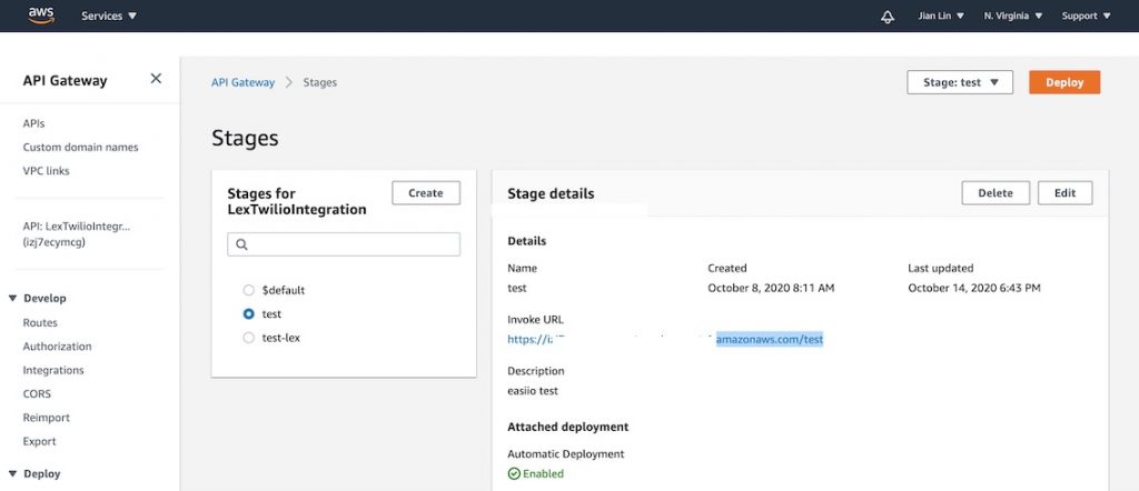 Configure the Amazon API gateway to point to the correct Lambda function