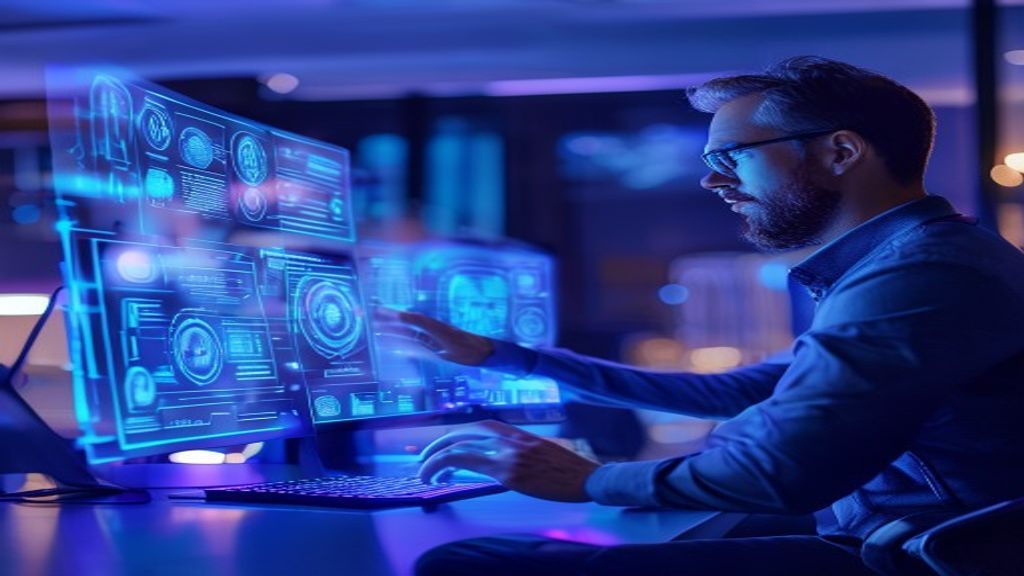 AI solo company founder orchestrating AI agents with Hermes on a futuristic dashboard